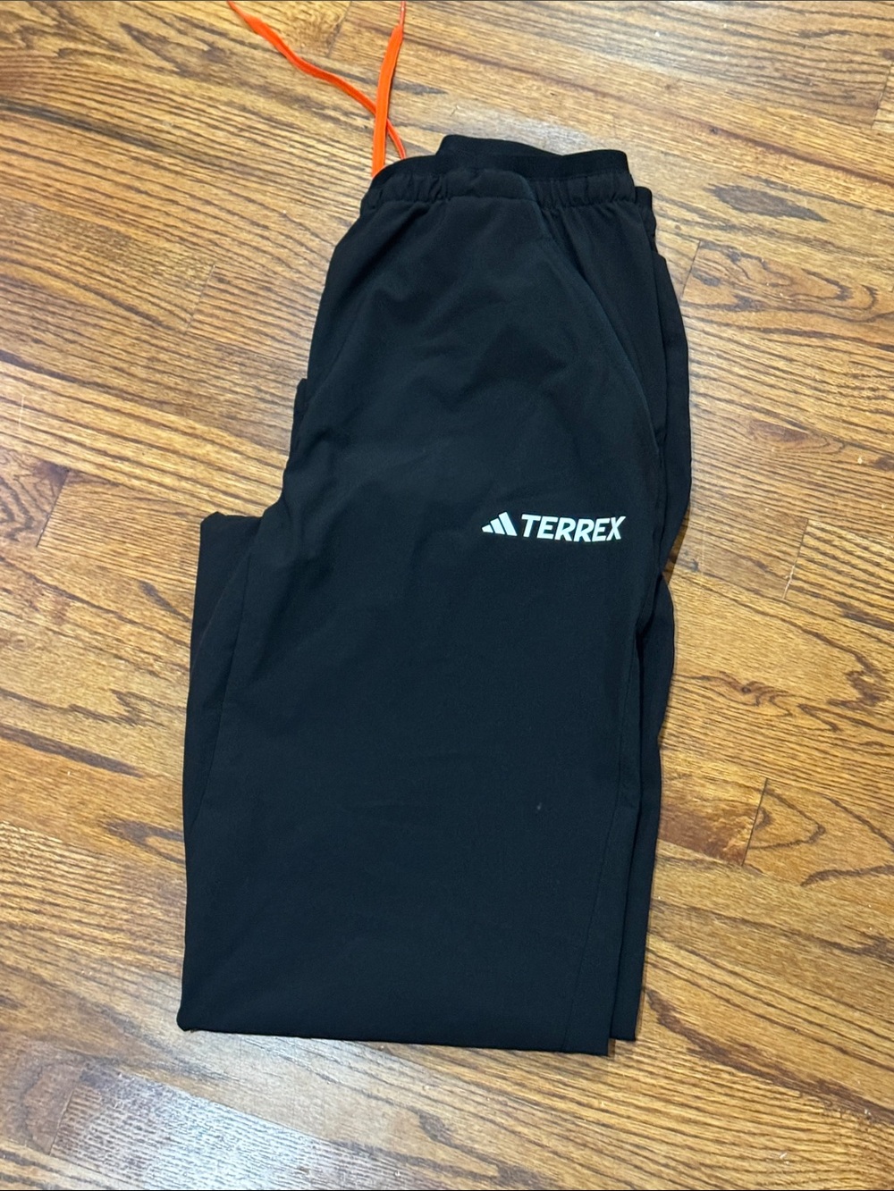 adidas TERREX Black Joggers with Orange Drawstring